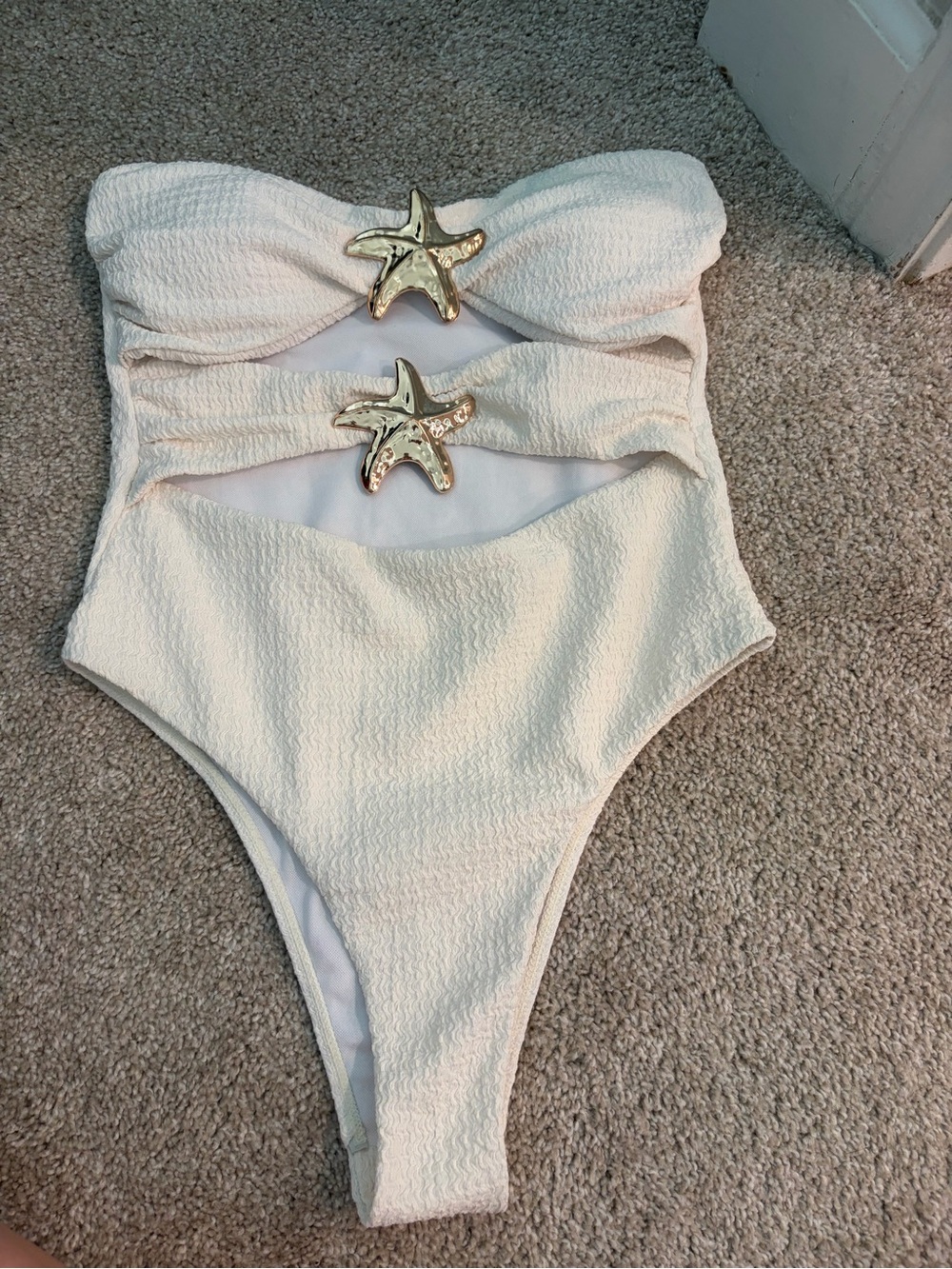 White Textured One-Piece Swimsuit - Classic White